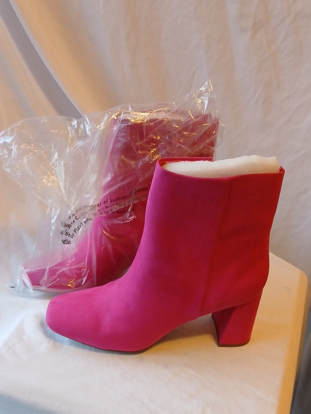 Hot Pink Suede Block Heel Ankle Boots! So Fun!